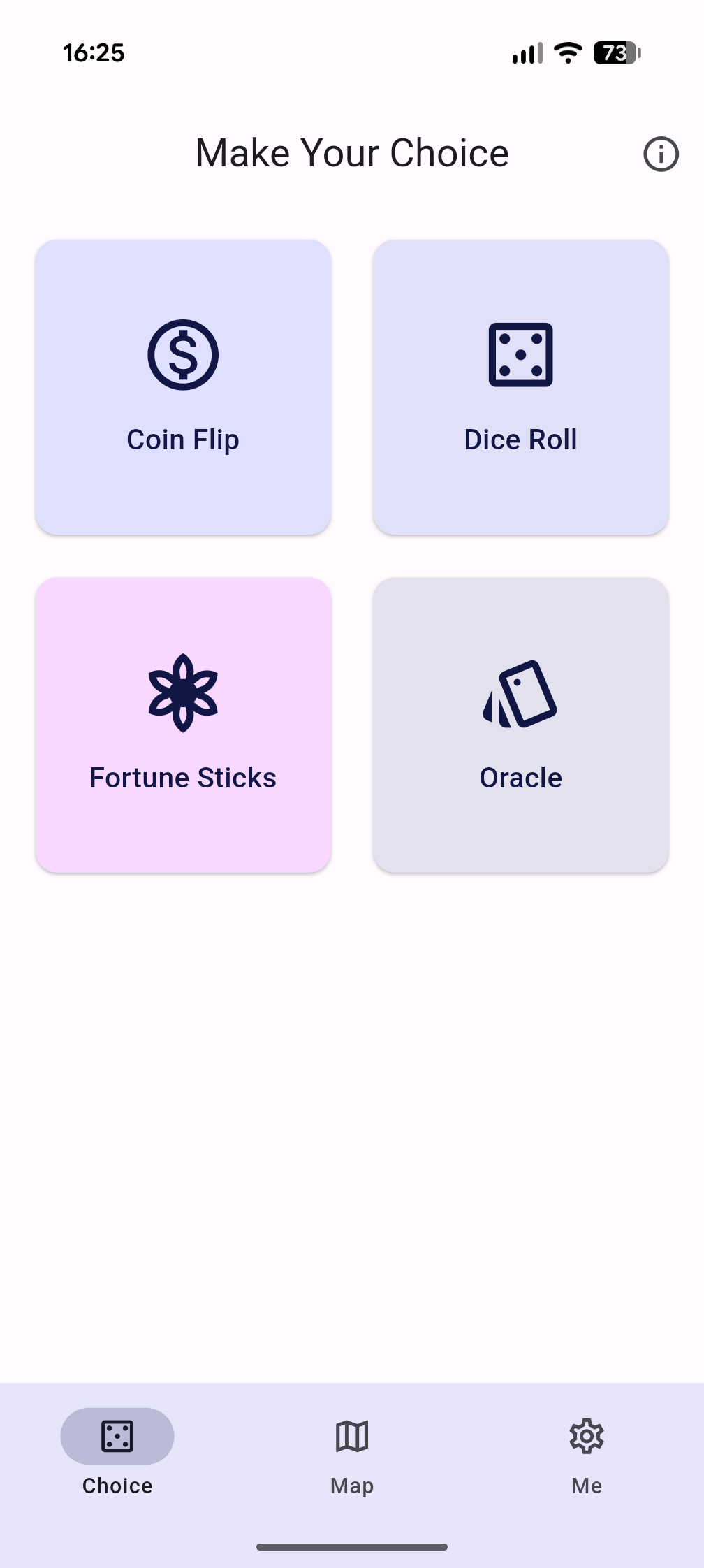 Choice tools screen